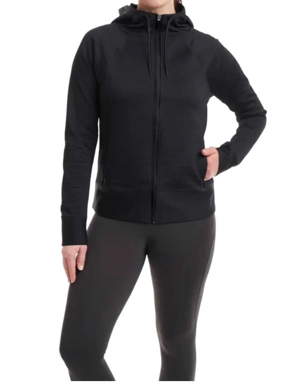 NWT Kirkland Signature Ladies’ Black Active Hooded Full-Zip Jacket Large